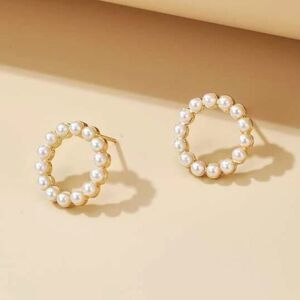 5/$25 GOLD FAUX PEARL EARRINGS
